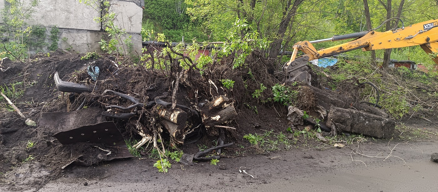 Корчевание пней спецтехникой и вручную в Академгородке